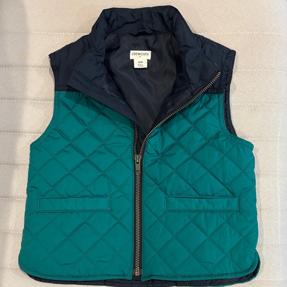 Crewcuts Kids Quilted Vest - Teal and Navy